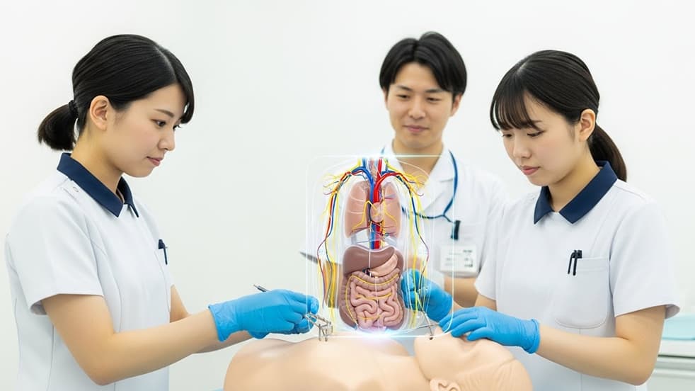 ARホログラム技術を使った医療実習 - 内臓の3D投影による解剖学トレーニング